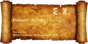 Rehner Milán névjegykártya